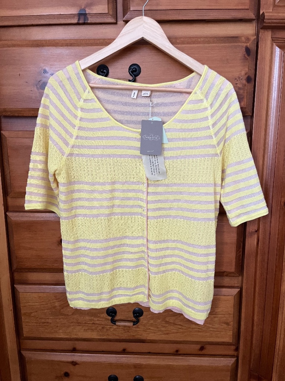 Anthropologie MOTH New Canary Women's Yellow Double Layer Cardigan Sz L
